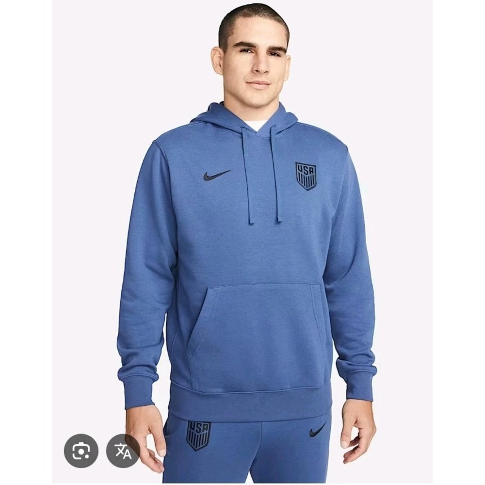 Nike U.S. Club Fleece Men's Pullover Soccer Hoodie Sweatshirt size M Medium Blue